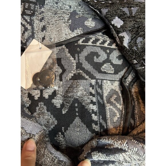 Susan Graver Artisan Jacket 26W Black Velvet Geometric Snap Button Art NWOT - Picture 12 of 12